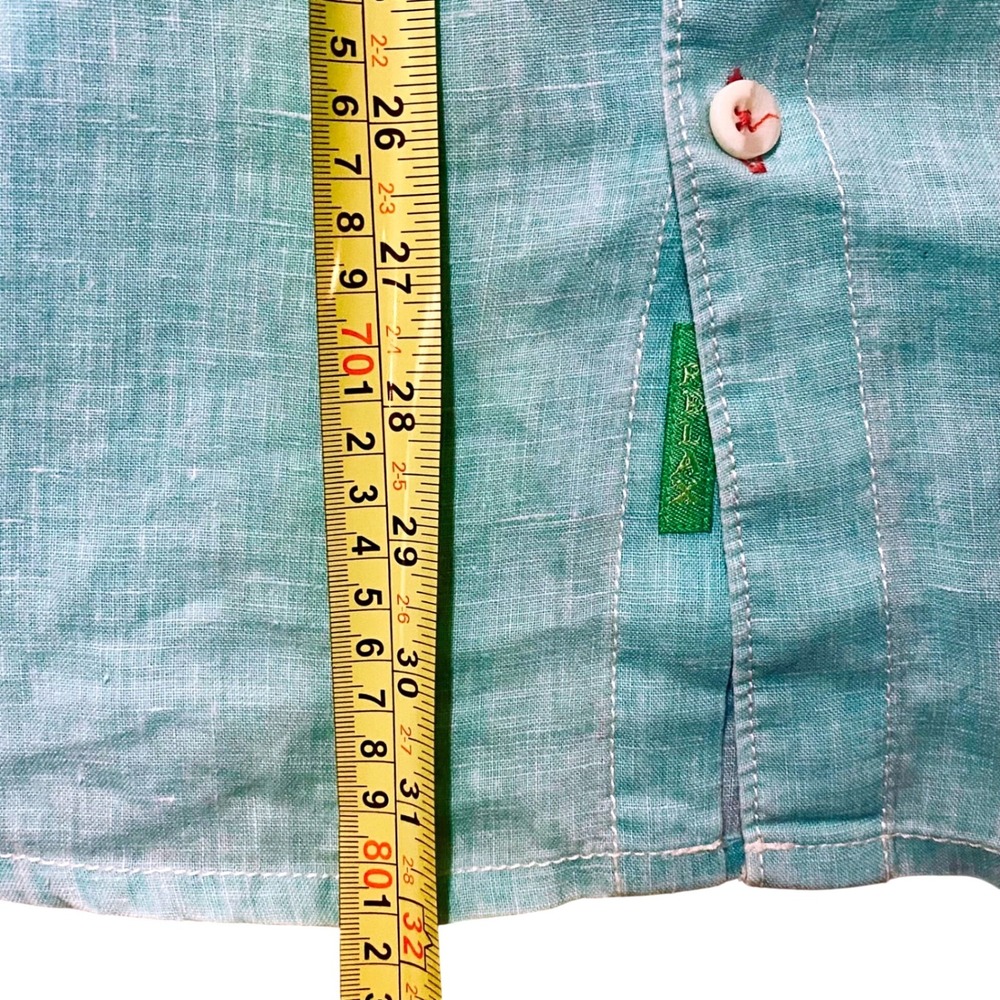 Tommy Bahama Relax Mens Large 100% Linen Shirt Aqua Blue Button Up, Beach Summer - Picture 4 of 12